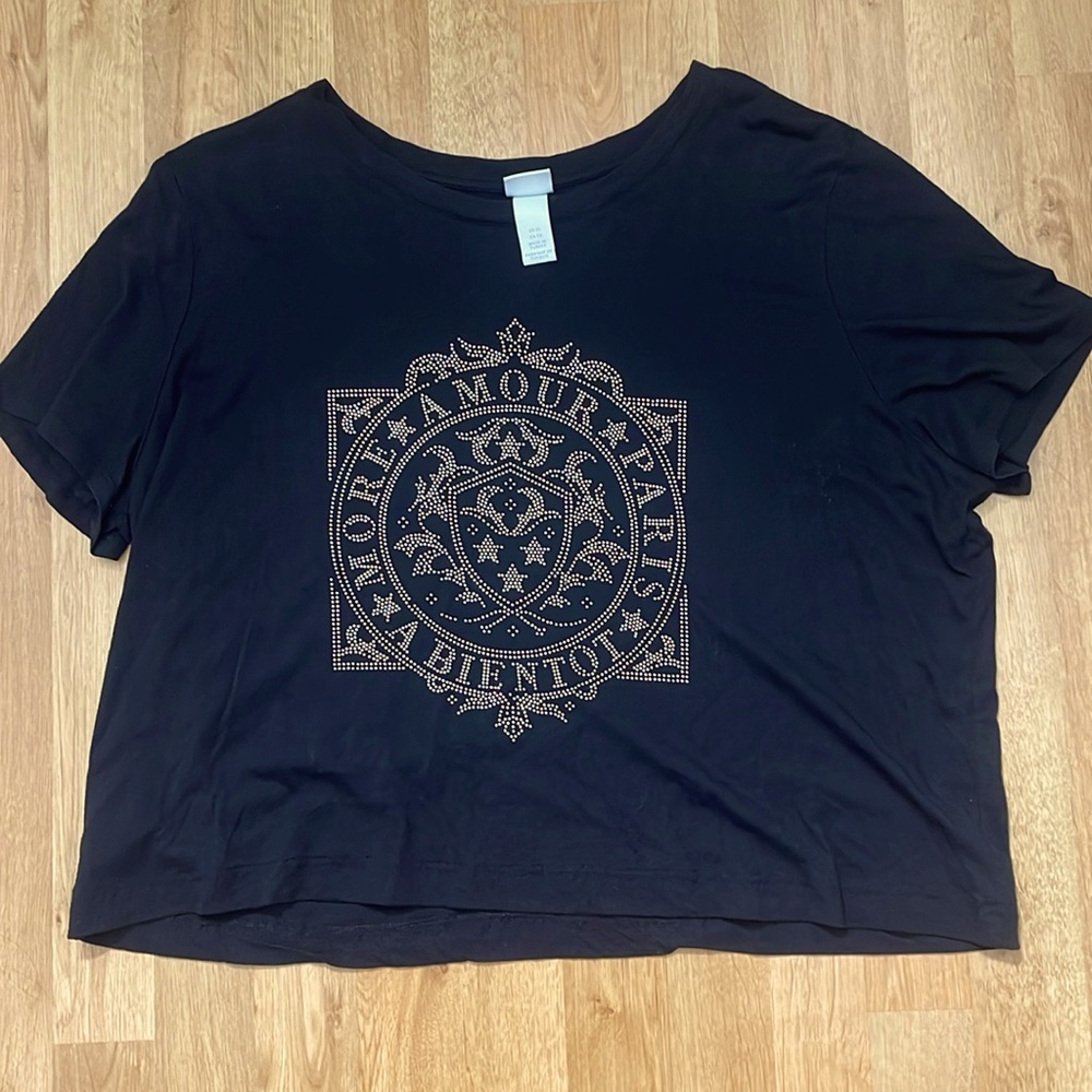 🖤 Paris Studded Cropped / Relaxed T - XL